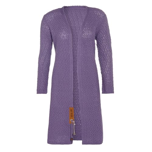 KNIT FACTORY - Luna Lange Strickjacke - Damen Strickjacke mit Wolle - Cardigan mit Hochwertige Qualität - Grobstrickjacke für Damen - Violett - 36/38 von KNIT FACTORY