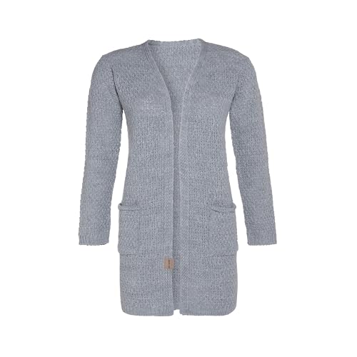 KNIT FACTORY - Luna Strickjacke - Mittellange Damen Strickjacken mit Taschen - Cardigan mit Wolle - Grobstrickjacke - Hochwertige Qualität - Grau - 40/42 von KNIT FACTORY