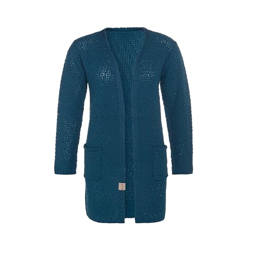 KNIT FACTORY - Luna Strickjacke - Mittellange Damen Strickjacken mit Taschen - Cardigan mit Wolle - Grobstrickjacke - Hochwertige Qualität - Petrol - 40/42 von KNIT FACTORY