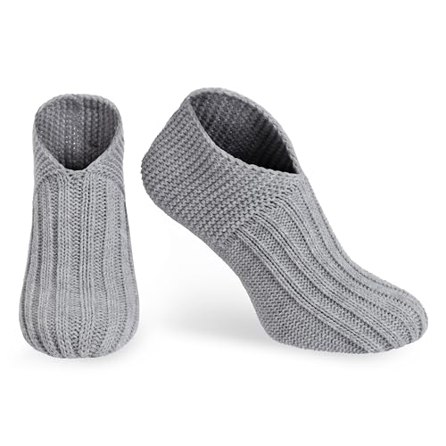 KNIT FACTORY - Miles Hausschuhe - Socken für Damen und Herren - Gestrickte Pantoffeln - Grau - 41-44 von KNIT FACTORY