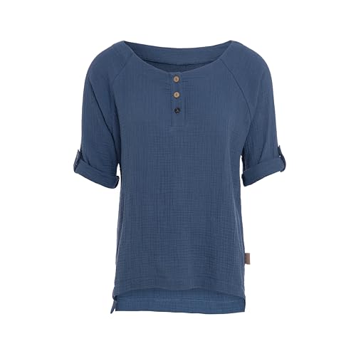 KNIT FACTORY - Nena Top - Damen Oberteile - Longshirt - Luftig und lockere Passform - Für Frühling und Sommer - Rundhalsausschnitt - 100% Bio-Baumwolle - Jeans - M von KNIT FACTORY