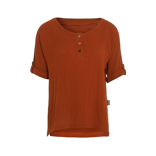 KNIT FACTORY - Nena Top - Damen Oberteile - Longshirt - Luftig und lockere Passform - Für Frühling und Sommer - Rundhalsausschnitt - 100% Bio-Baumwolle - Terra - S von KNIT FACTORY
