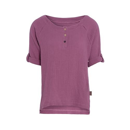 Knit Factory - Nena Top - Damen Oberteile - Longshirt - Luftig und lockere Passform - Für Frühling und Sommer - Rundhalsausschnitt - 100% Bio-Baumwolle - Violett - S von KNIT FACTORY