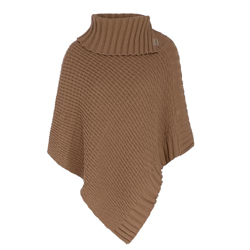 KNIT FACTORY - Nicky Gestrickter Poncho - Damen Strickponcho mit Kragen - Mit Wolle - Hochwertige Qualität - Nude von KNIT FACTORY