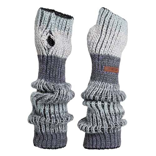 KNIT FACTORY - Remy Gestrickte Armwärmer - Winter Armstulpen - Handgelenkwärmer - Lange Handschuhe - Handstulpen - Damen Handwärmer - Mehrfarbig - Artic Stone - Einheitsgröße von KNIT FACTORY
