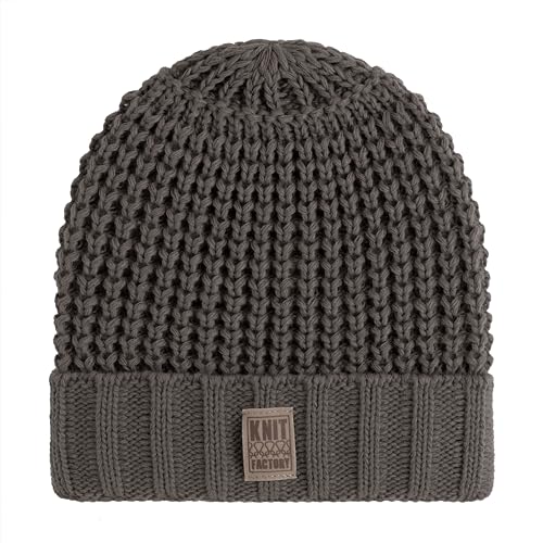 KNIT FACTORY - Robin Mütze - Strickmütze für Damen und Herren - Beanie - Wintermütze mit Wolle - Robusten Look - Hochwertige Qualität - Cappuccino von KNIT FACTORY