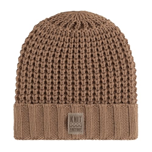 KNIT FACTORY - Robin Mütze - Strickmütze für Damen und Herren - Beanie - Wintermütze mit Wolle - Robusten Look - Hochwertige Qualität - Nude von KNIT FACTORY