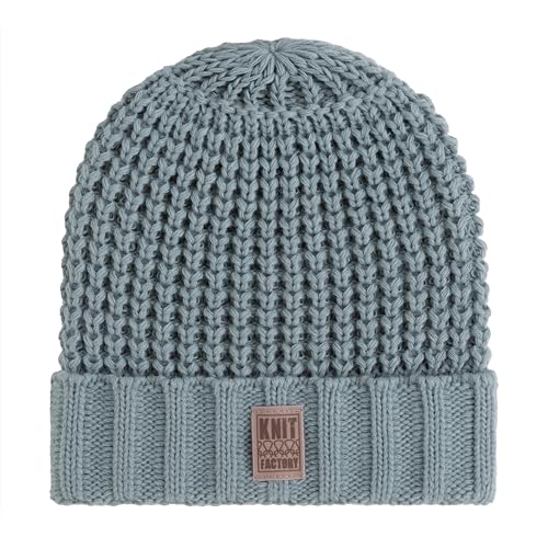 KNIT FACTORY - Robin Mütze - Strickmütze für Damen und Herren - Beanie - Wintermütze mit Wolle - Robusten Look - Hochwertige Qualität - Stone Green von KNIT FACTORY