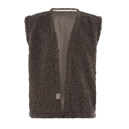 KNIT FACTORY - Rosie Weste Teddy - Damen Jacke ohne Ärmel - Damen Jacke aus Teddystoff - Gilet in Hüfthöhe - Taupe - 36/44 von KNIT FACTORY