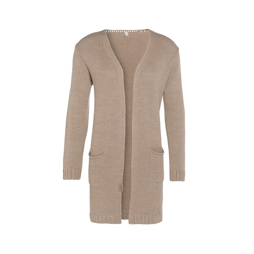 KNIT FACTORY - Ruby Strickjacke - Lange Damen Strickjacke mit Taschen - Cardigan mit Wolle und Alpaka-Wolle - Hochwertige Qualität - Leinen - 36/38 von KNIT FACTORY