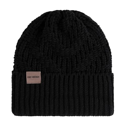 Knit Factory - Sally Mütze - Strickmütze für Damen und Herren - Beanie - Wintermütze mit Wolle - Robusten Look - Hochwertige Qualität - Schwarz von KNIT FACTORY