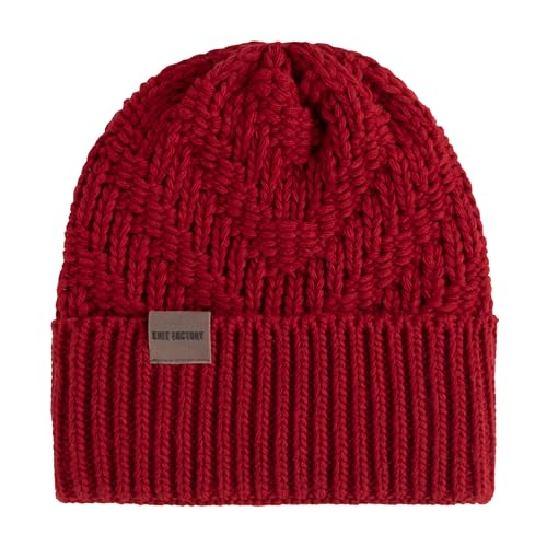 KNIT FACTORY - Sally Mütze - Strickmütze für Damen und Herren - Beanie - Wintermütze mit Wolle - Robusten Look - Hochwertige Qualität - Bordeaux von KNIT FACTORY