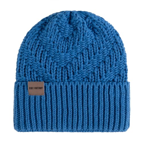 KNIT FACTORY - Sally Mütze - Strickmütze für Damen und Herren - Beanie - Wintermütze mit Wolle - Robusten Look - Hochwertige Qualität - Cobalt von KNIT FACTORY