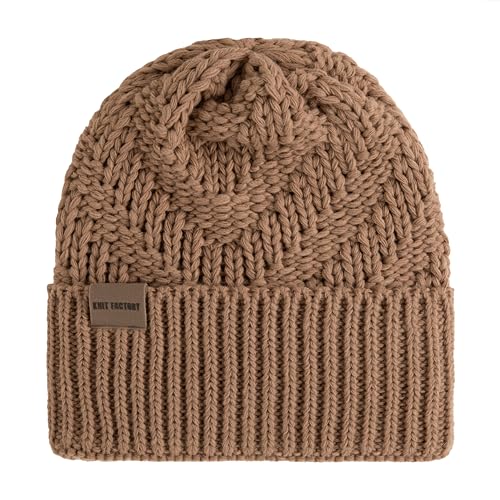 Knit Factory - Sally Mütze - Strickmütze für Damen und Herren - Beanie - Wintermütze mit Wolle - Robusten Look - Hochwertige Qualität - Nude von KNIT FACTORY