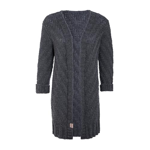 Knit Factory - Sally Strickjacke - Mittellange Damen Strickjacken - Cardigan mit Wolle - Grobstrickjacke - Strickweste für den Herbst und Winter - Hochwertige Qualität - Anthrazit - 40/42 von KNIT FACTORY