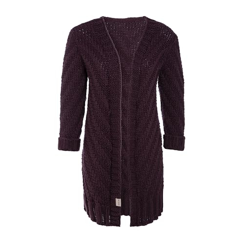 KNIT FACTORY - Sally Strickjacke - Mittellange Damen Strickjacken - Cardigan mit Wolle - Grobstrickjacke - Strickweste für den Herbst und Winter - Hochwertige Qualität - Aubergine - 40/42 von KNIT FACTORY