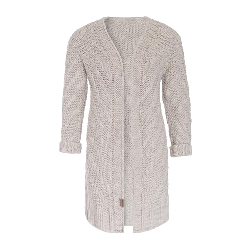 KNIT FACTORY - Sally Strickjacke - Mittellange Damen Strickjacken - Cardigan mit Wolle - Grobstrickjacke - Strickweste für den Herbst und Winter - Hochwertige Qualität - Beige - 36/38 von KNIT FACTORY