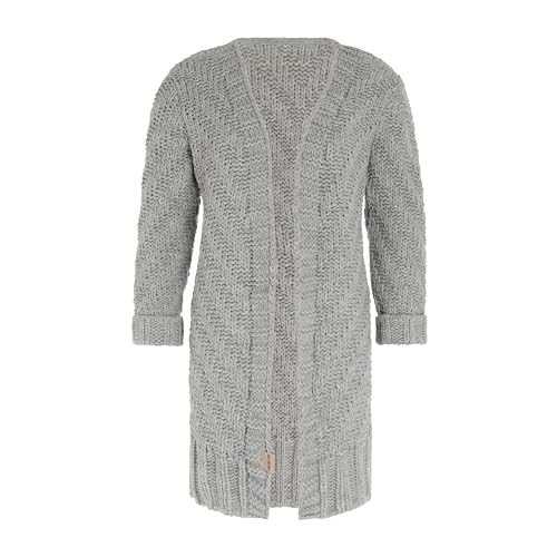KNIT FACTORY - Sally Strickjacke - Mittellange Damen Strickjacken - Cardigan mit Wolle - Grobstrickjacke - Strickweste für den Herbst und Winter - Hochwertige Qualität - Iced Clay - 36/38 von KNIT FACTORY