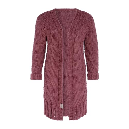 KNIT FACTORY - Sally Strickjacke - Mittellange Damen Strickjacken - Cardigan mit Wolle - Grobstrickjacke - Strickweste für den Herbst und Winter - Hochwertige Qualität - Stone Red - 40/42 von KNIT FACTORY