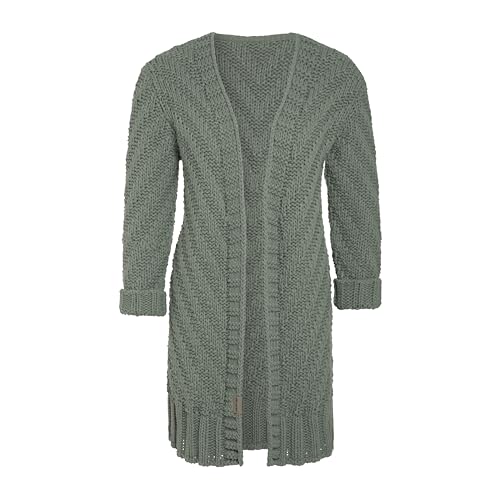 KNIT FACTORY - Sally Strickjacke - Mittellange Damen Strickjacken - Cardigan mit Wolle - Grobstrickjacke - Strickweste für den Herbst und Winter - Hochwertige Qualität - Urban Green - 36/38 von KNIT FACTORY
