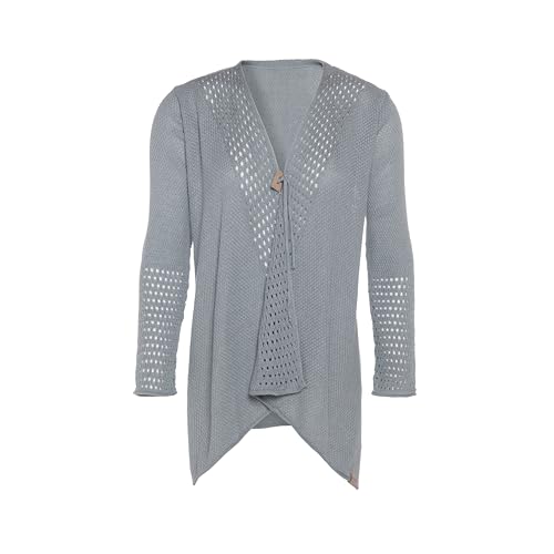 KNIT FACTORY - April Strickjacke - Mittellange Damen Strickjacke - Sommer Cardigan aus Baumwollmix - Hochwertige Qualität - Grau - 36/38 von KNIT FACTORY