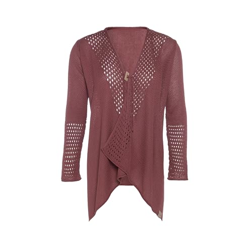 KNIT FACTORY - April Strickjacke - Mittellange Damen Strickjacke - Sommer Cardigan aus Baumwollmix - Hochwertige Qualität - Stone Red - 40/42 von KNIT FACTORY