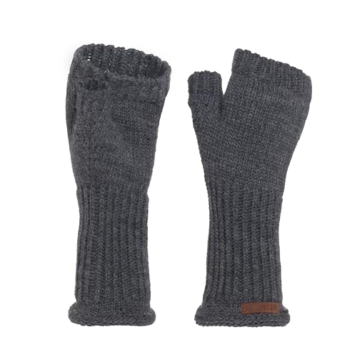 KNIT FACTORY - Cleo Handstulpen - Fingerlose Handschuhe - Gestrickte Handschuhe für Winter - Damen Handstulpen aus Wolle - Hochwertige Qualität - Anthrazit von KNIT FACTORY