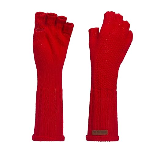 KNIT FACTORY - Ika Handstulpen - Fingerlose Handschuhe - Gestrickte Handschuhe für Winter - Damen Handstulpen aus Wolle - Hochwertige Qualität - Bright Red von KNIT FACTORY
