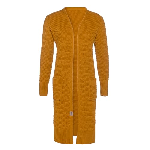 KNIT FACTORY - Jaida Lange Strickjacke - Damen Strickjacke mit Taschen - Cardigan mit Wolle - Hochwertige Qualität - Grobstrickjacke für Damen - Ocker - 36/38 von KNIT FACTORY