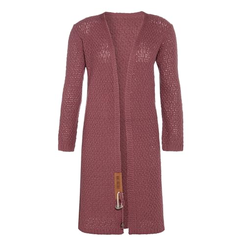 KNIT FACTORY - Luna Lange Strickjacke - Damen Strickjacke mit Wolle - Cardigan mit Hochwertige Qualität - Grobstrickjacke für Damen - Stone Red - 36/38 von KNIT FACTORY