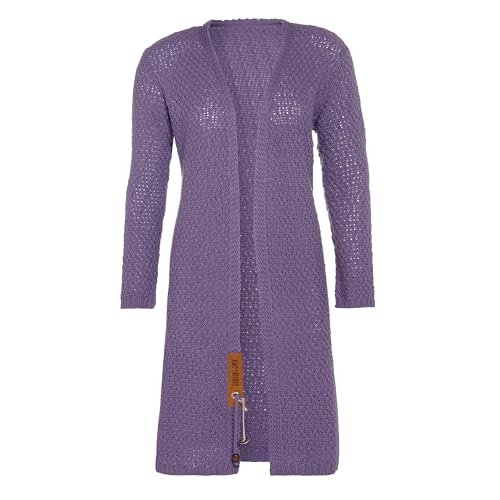 KNIT FACTORY - Luna Lange Strickjacke - Damen Strickjacke mit Wolle - Cardigan mit Hochwertige Qualität - Grobstrickjacke für Damen - Violett - 40/42 von KNIT FACTORY