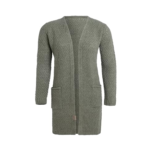 Knit Factory - Luna Strickjacke - Mittellange Damen Strickjacken mit Taschen - Cardigan mit Wolle - Grobstrickjacke - Hochwertige Qualität - Urban Green - 40/42 von KNIT FACTORY