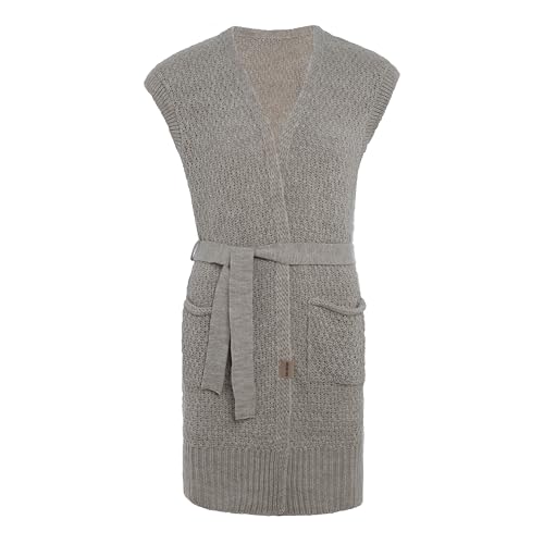 KNIT FACTORY - Luna Strickweste - Damen Strickjacke ohne Ärmel - Cardigan mit Hochwertige Qualität - Gestricktes Gilet aus Wolle - Iced Clay - 40/42 von KNIT FACTORY