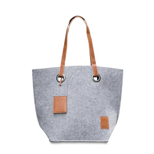 KNIT FACTORY - Tess Shopper - Große Shopper Tasche für Damen - Schultertasche aus Dicken Filz - 50x40 cm - Hochwertige Qualität - Grau von KNIT FACTORY