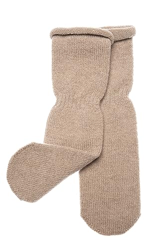 KNITAS Babystricksocken aus Merino und Kaschmirwolle für Baby Kleinkind I Warme Stricksocken für Neugeborene 0-6 Monate I Babies Erstlings-socken ohne festen Absatz in der Farbe Beige von KNITAS