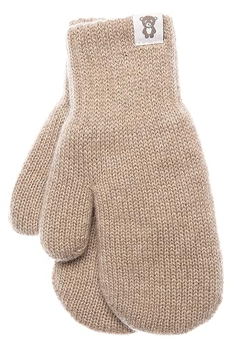 KNITAS Doppellagen Strickhandschuhe aus Wolle für Baby Kleinkind I Winter Warme Gestrickte Handschuhe für Jungen und Mädchen 0,5-2 Jahre I Bequeme Weiche Fäustlinge in der Farbe Beige - Größe 4 von KNITAS