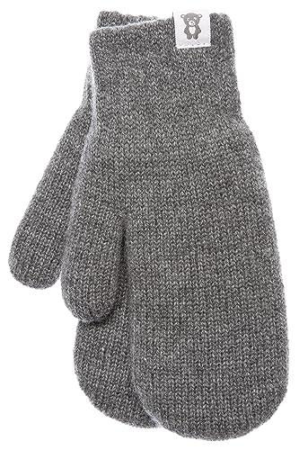 KNITAS Doppellagen Strickhandschuhe aus Wolle für Baby Kleinkind I Winter Warme Gestrickte Handschuhe für Jungen und Mädchen 5-7 Jahre I Bequeme Weiche Fäustlinge in der Farbe Grau - Größe 6 von KNITAS