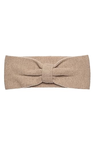 KNITAS Doppellagige Damen Stirnband aus Merino Kaschmirwolle I Winter Strick Haarband Ohrenwärmer Frauen Breites Kopfband I Einen Romantischen Look mit Einem Band - in der Farbe Beige - Einheitsgröße von KNITAS