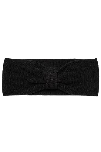 KNITAS Doppellagige Damen Stirnband aus Merino Kaschmirwolle I Winter Strick Haarband Ohrenwärmer Frauen Breites Kopfband I Einen Romantischen Look mit Einem Band - in der Farbe Schwarz- Einheitsgröße von KNITAS