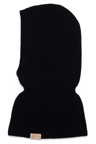 KNITAS Einlagig Gestrickte Kindermütze aus Merino und Kaschmirwolle für Babys, Kleinkinder I Super Weiche Warme Sturmhaube I Kinder Wintermütze in Schwarz - Größe (50-54) für 3+ Jahre von KNITAS