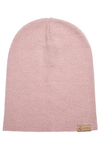 KNITAS Einlagig Strickmütze Wintermütze aus Merino und Kaschmirwolle I Superweiche und Warme Beanie Mütze für Damen Herren I Wollmütze in der Farbe Rosa - Einheitsgröße für Erwachsene von KNITAS