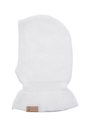 KNITAS Einlagige Kindermütze aus Kaschmir und Merinowolle für Babys und Kleinkinder | Superweiche, warme Sturmhaube | Kinder-Wintermütze in Weiß - Größe 34-38cm für 0–3 Monate von KNITAS