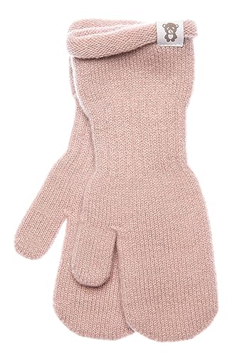 KNITAS Einlagige Strickhandschuhe aus Wolle für Baby Kleinkind Kinder I Winter Warme Gestrickte Handschuhe für Jungen und Mädchen 0,5-2 Jahre I Bequeme Weiche Fäustlinge in der Farbe Rosa - Größe 3-4 von KNITAS