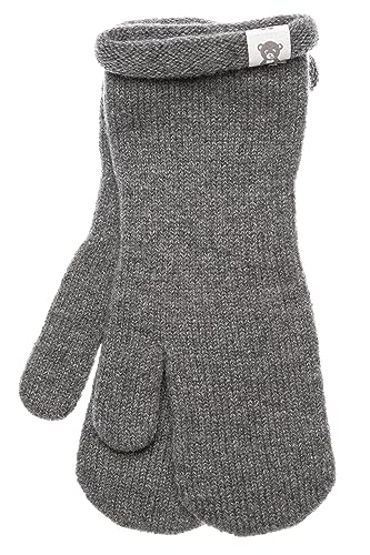 KNITAS Einlagige Strickhandschuhe aus Wolle für Baby Kleinkind Kinder I Winter Warme Gestrickte Handschuhe für Jungen und Mädchen 3-4 Jahre I Bequeme Weiche Fäustlinge in der Farbe Grau - Größe 4-5 von KNITAS