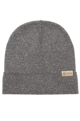 KNITAS Einlagige Strickmütze aus Wolle für Kinder I Warme Gestrickte Wintermütze für Jungen und Mädchen I Beanie Mütze in der Farbe Grau - Größe 50-54cm von KNITAS