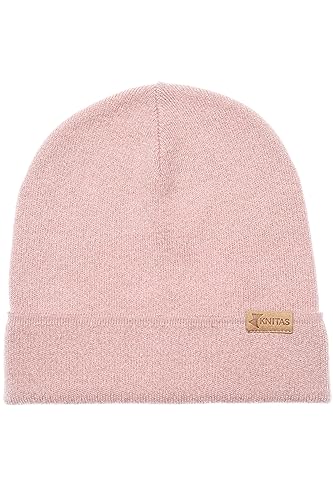 KNITAS Einlagige Strickmütze aus Wolle für Kinder I Warme Gestrickte Wintermütze für Jungen und Mädchen I Beanie Mütze in der Farbe Rosa - Größe 50-54cm von KNITAS