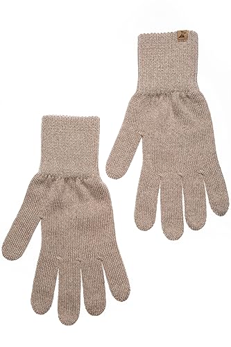 KNITAS Gestrickte Fingerhandschuhe aus Merino Wolle für Damen Herren Jugend I Warme Winterhandschuhe I Bequeme Weiche Unisex Handschuhe in der Farbe Beige - Größe 8 von KNITAS