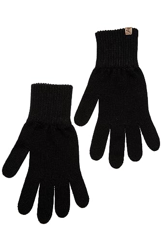 KNITAS Gestrickte Fingerhandschuhe aus Merino Wolle für Damen Herren Jugend I Warme Winterhandschuhe I Bequeme Weiche Unisex Handschuhe in der Farbe Schwarz - Größe 10 von KNITAS