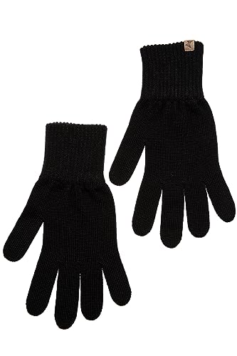 KNITAS Gestrickte Fingerhandschuhe aus Merino Wolle für Damen Herren Jugend I Warme Winterhandschuhe I Bequeme Weiche Unisex Handschuhe in der Farbe Schwarz - Größe 9 von KNITAS