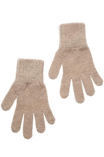 KNITAS Gestrickte Fingerhandschuhe aus Wolle für Kinder I Warme Doppellagen Winterhandschuhe für Jungen und Mädchen 7-8 Jahre I Bequeme Weiche Handschuhe in der Farbe Beige - Größe 7 von KNITAS